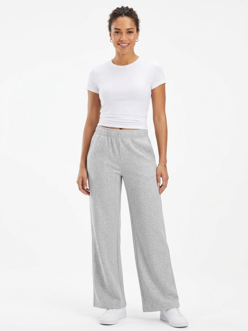 NWT Fabletics Heather Gray Wide Leg Sweatpants Size Medium